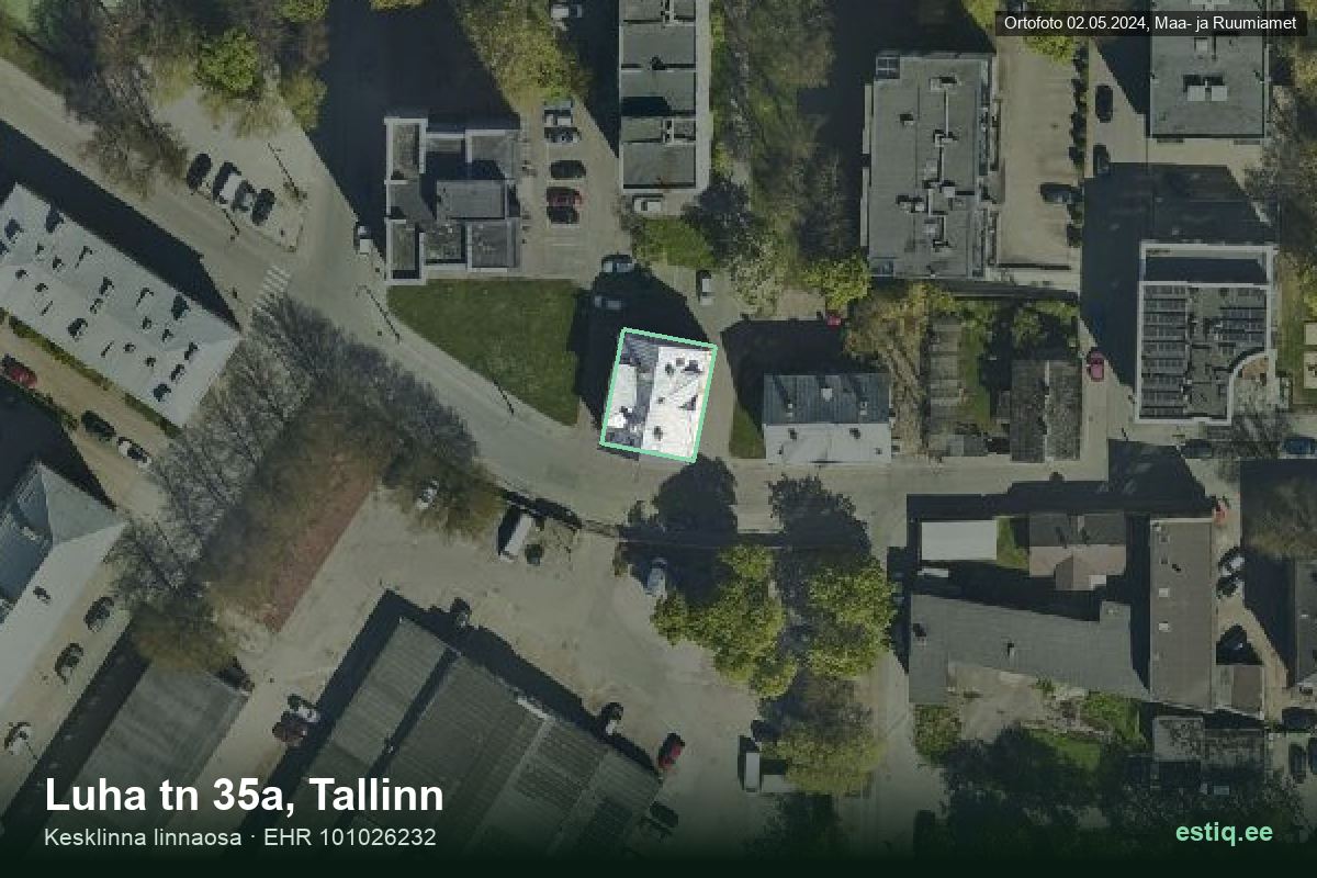 Luha tänav 35a, Tallinn – hoone aerofoto, kontuur ehitisregistri (EHR) andmetest