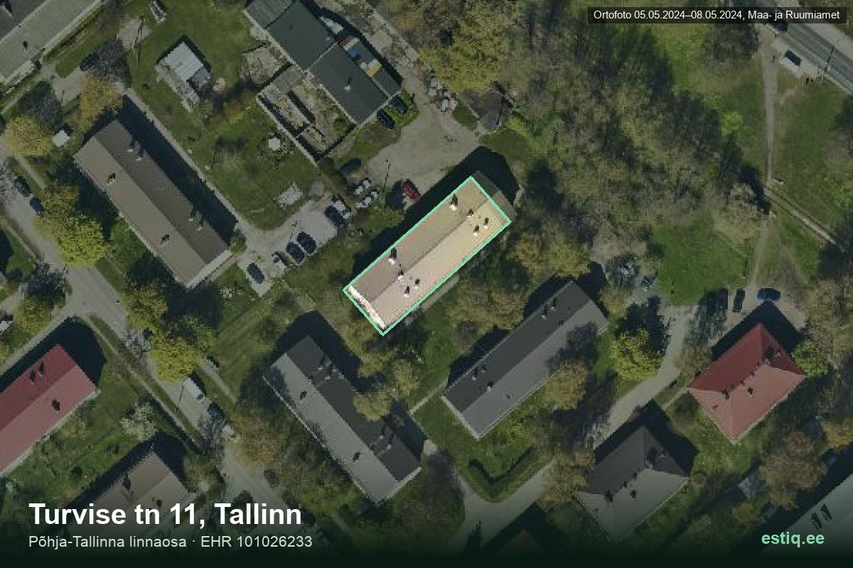 Turvise tänav 11, Tallinn – ilmakuva rakennuksesta, ääriviiva rakennusrekisteristä (EHR)