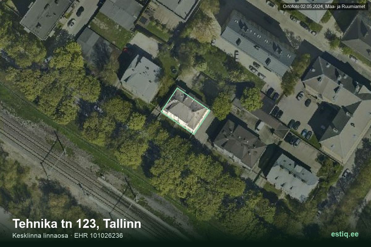 Tehnika tänav 123, Tallinn – aerial photo of the building, outline from the Building Register (EHR)