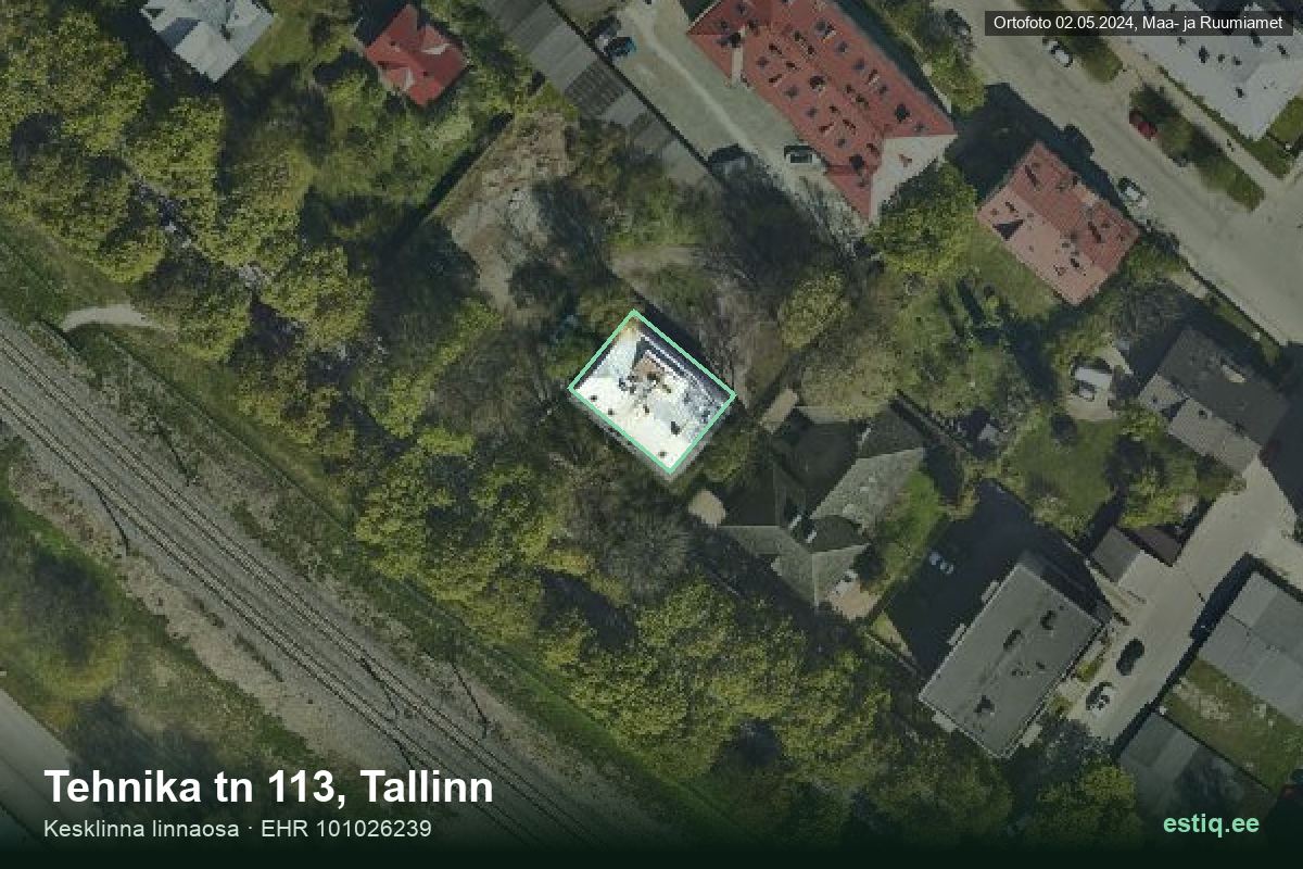 Tehnika tänav 113, Tallinn – ilmakuva rakennuksesta, ääriviiva rakennusrekisteristä (EHR)
