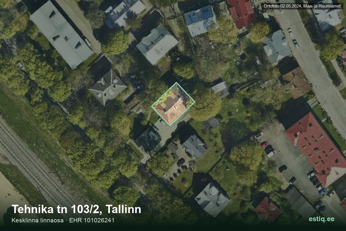 Tehnika tänav 103/2, Tallinn – аэрофото дома, контур по данным регистра строений (EHR)