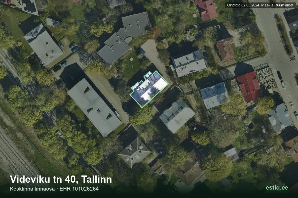 Videviku tänav 40, Tallinn – ilmakuva rakennuksesta, ääriviiva rakennusrekisteristä (EHR)