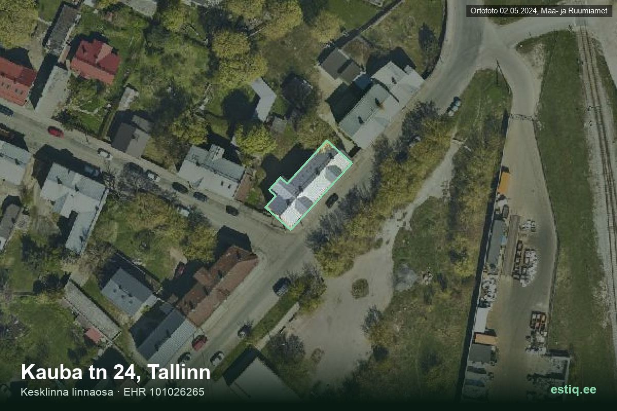 Kauba tänav 24, Tallinn – ilmakuva rakennuksesta, ääriviiva rakennusrekisteristä (EHR)