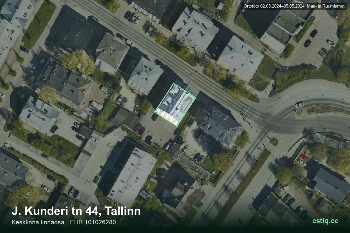 J. Kunderi tänav 44, Tallinn – aerial photo of the building, outline from the Building Register (EHR)