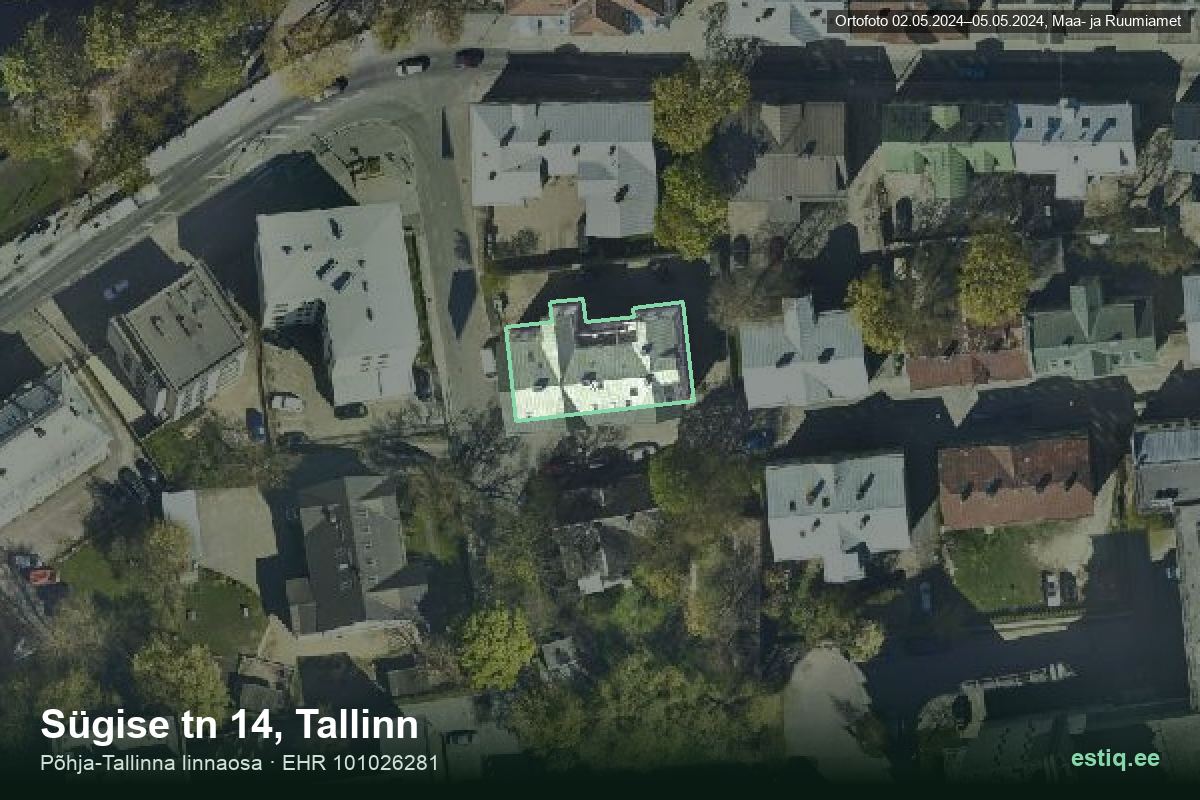 Sügise tänav 14, Tallinn – hoone aerofoto, kontuur ehitisregistri (EHR) andmetest