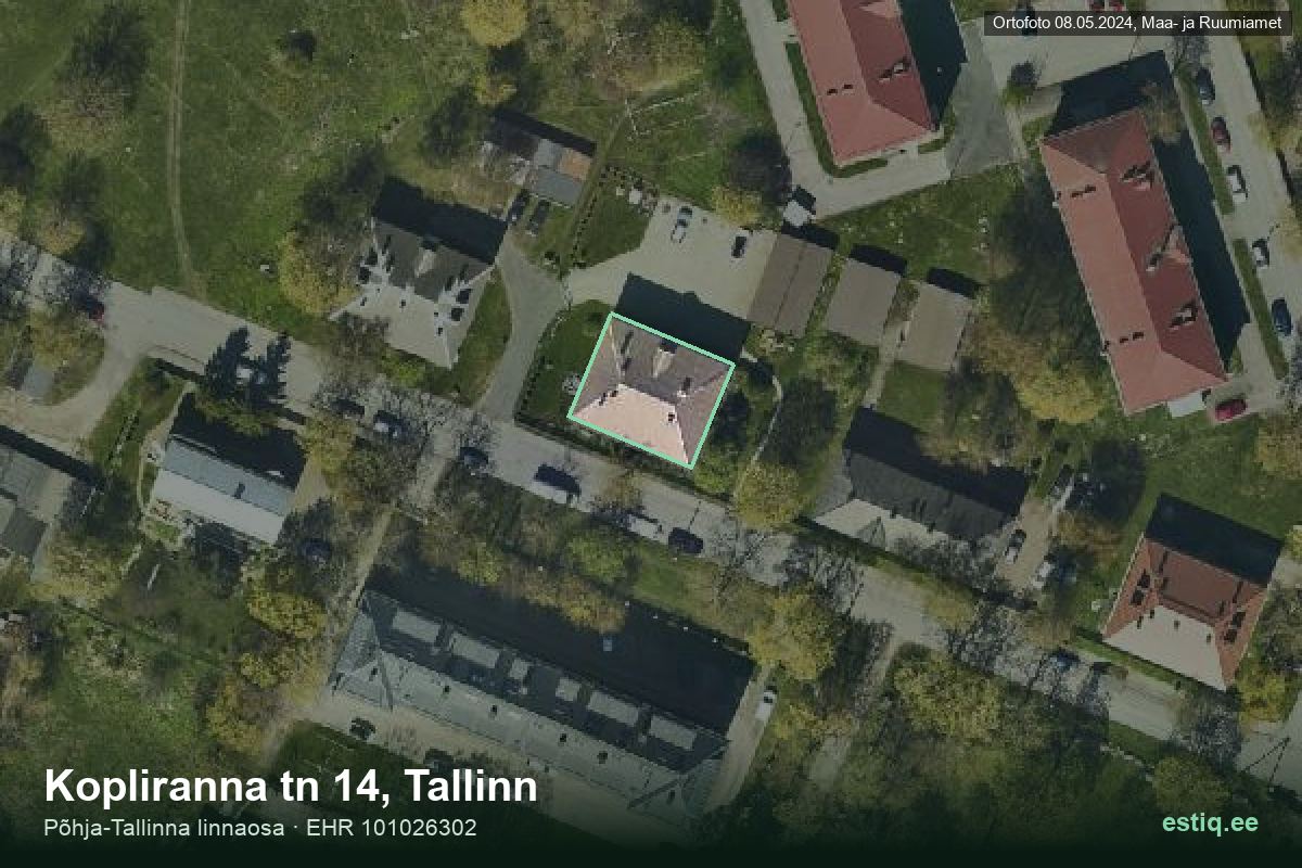 Kopliranna tänav 14, Tallinn – hoone aerofoto, kontuur ehitisregistri (EHR) andmetest