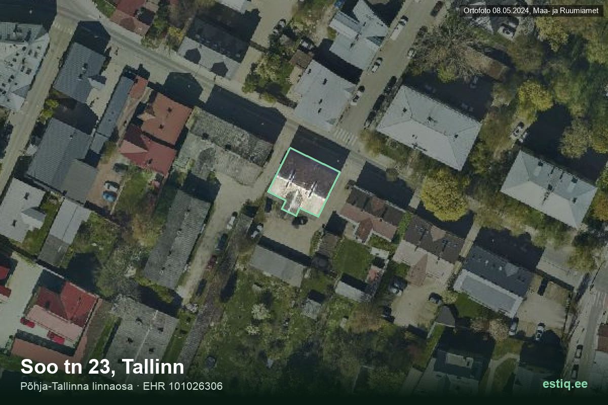 Soo tänav 23, Tallinn – ilmakuva rakennuksesta, ääriviiva rakennusrekisteristä (EHR)