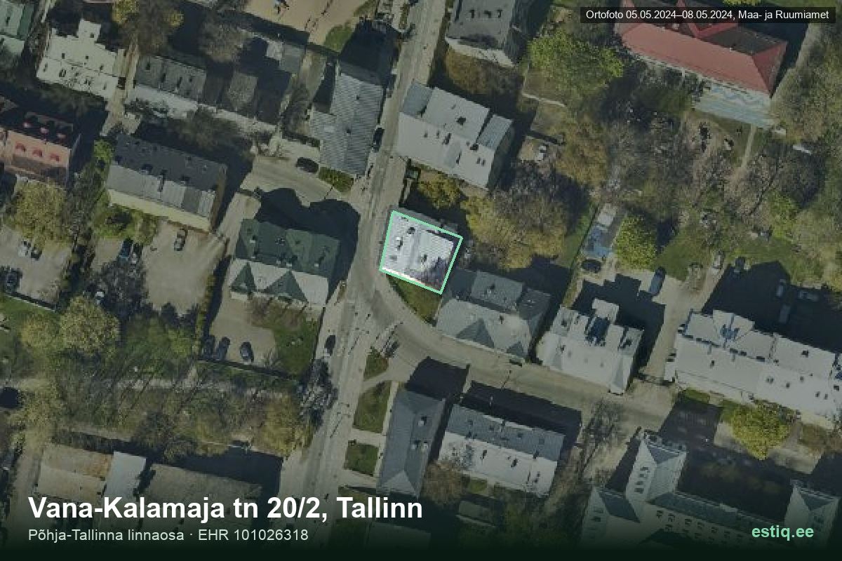 Vana-Kalamaja tänav 20/2, Tallinn – hoone aerofoto, kontuur ehitisregistri (EHR) andmetest