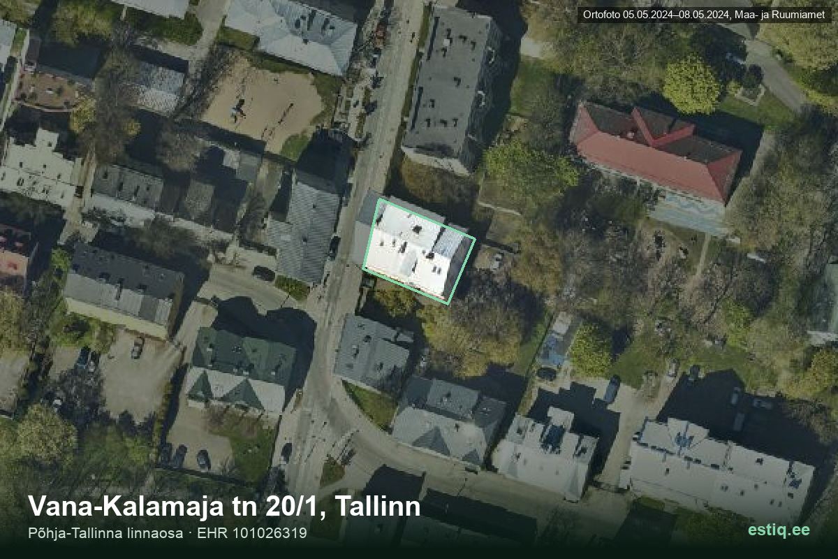 Vana-Kalamaja tänav 20/1, Tallinn – hoone aerofoto, kontuur ehitisregistri (EHR) andmetest