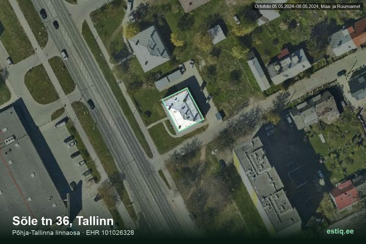 Sõle tänav 36, Tallinn – hoone aerofoto, kontuur ehitisregistri (EHR) andmetest