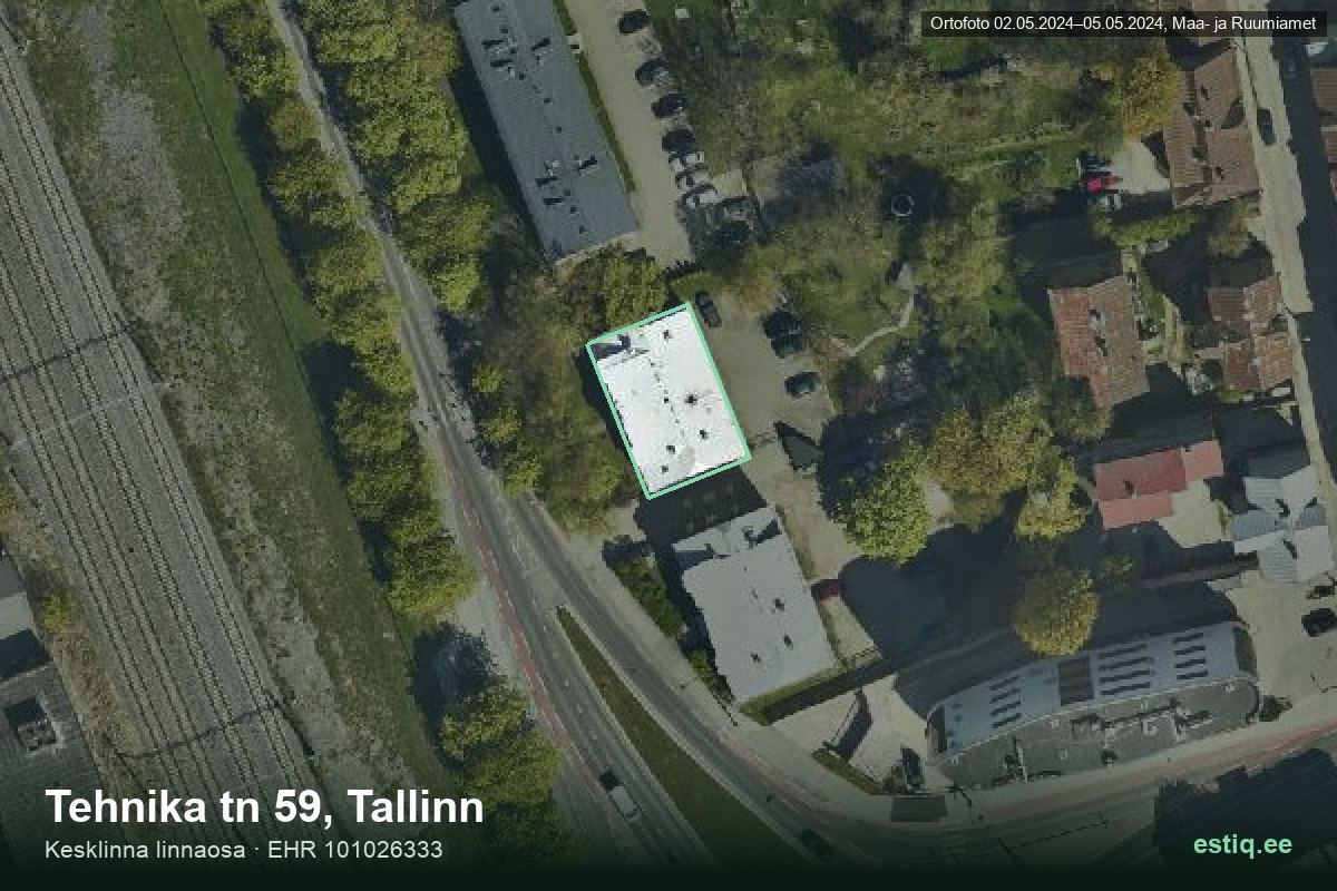 Tehnika tänav 59, Tallinn – aerial photo of the building, outline from the Building Register (EHR)