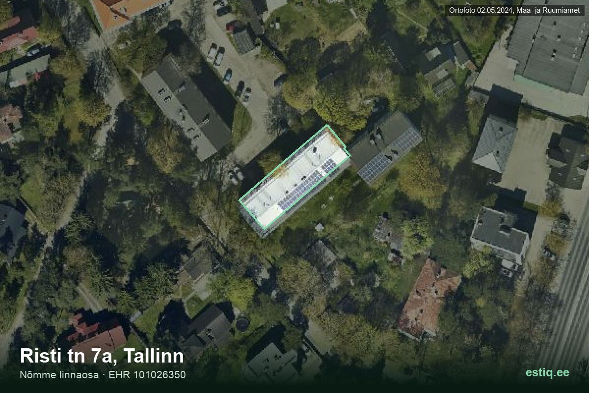 Risti tänav 7a, Tallinn – ilmakuva rakennuksesta, ääriviiva rakennusrekisteristä (EHR)