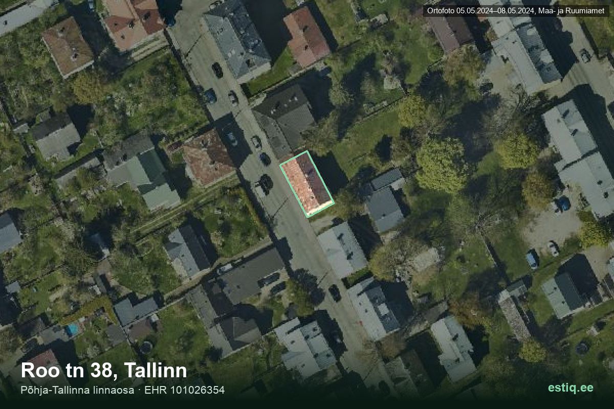 Roo tänav 38, Tallinn – aerial photo of the building, outline from the Building Register (EHR)