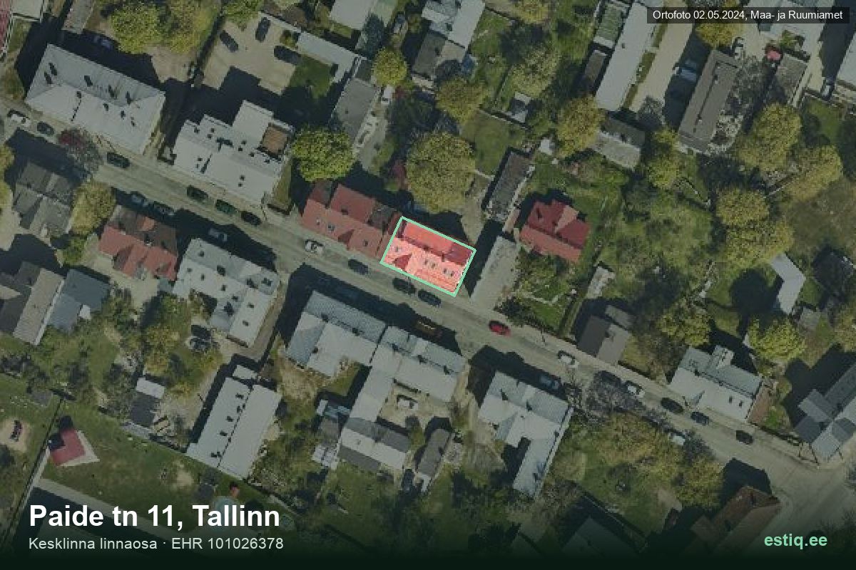 Paide tänav 11, Tallinn – ilmakuva rakennuksesta, ääriviiva rakennusrekisteristä (EHR)