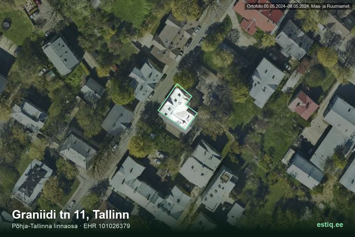 Graniidi tänav 11, Tallinn – hoone aerofoto, kontuur ehitisregistri (EHR) andmetest
