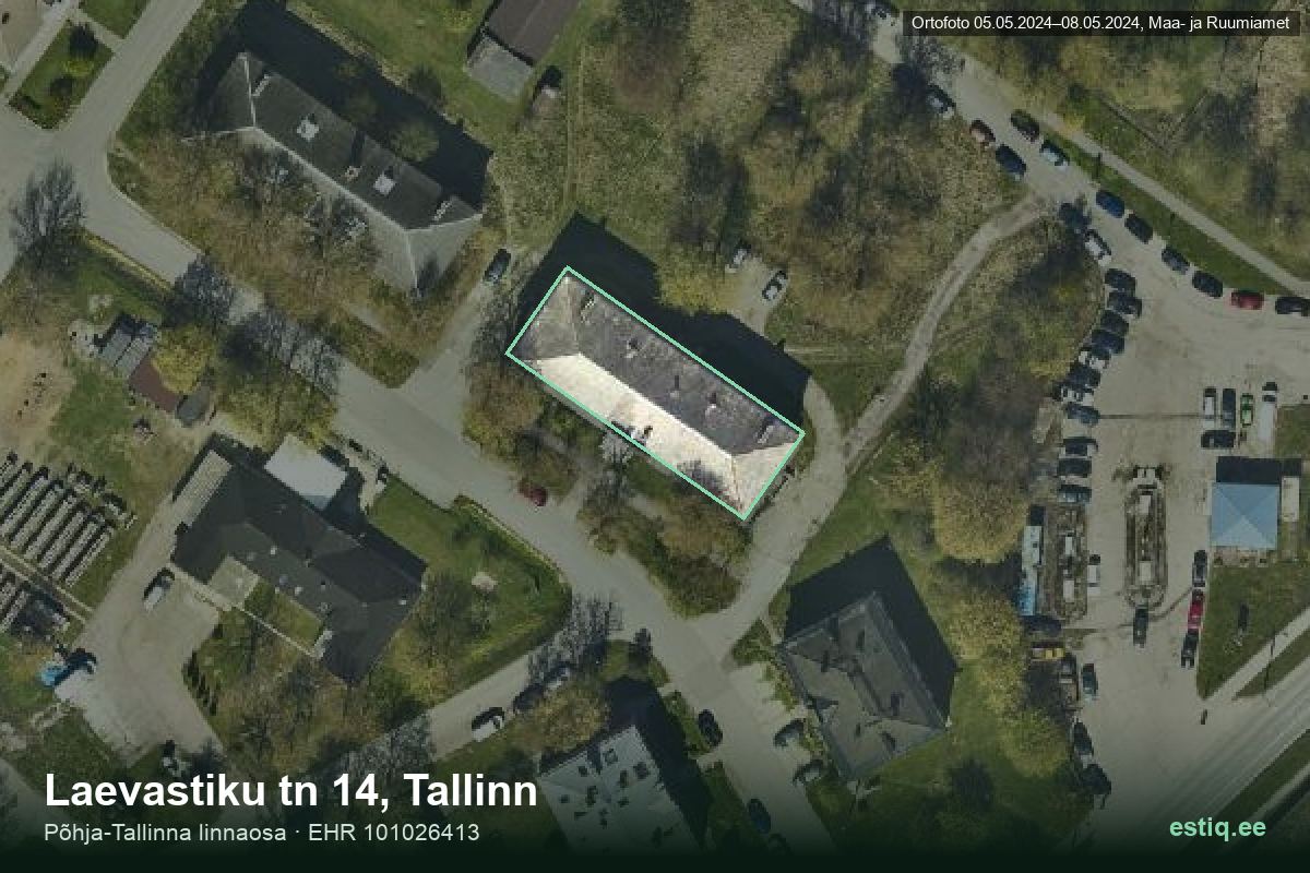 Laevastiku tänav 14, Tallinn – ilmakuva rakennuksesta, ääriviiva rakennusrekisteristä (EHR)