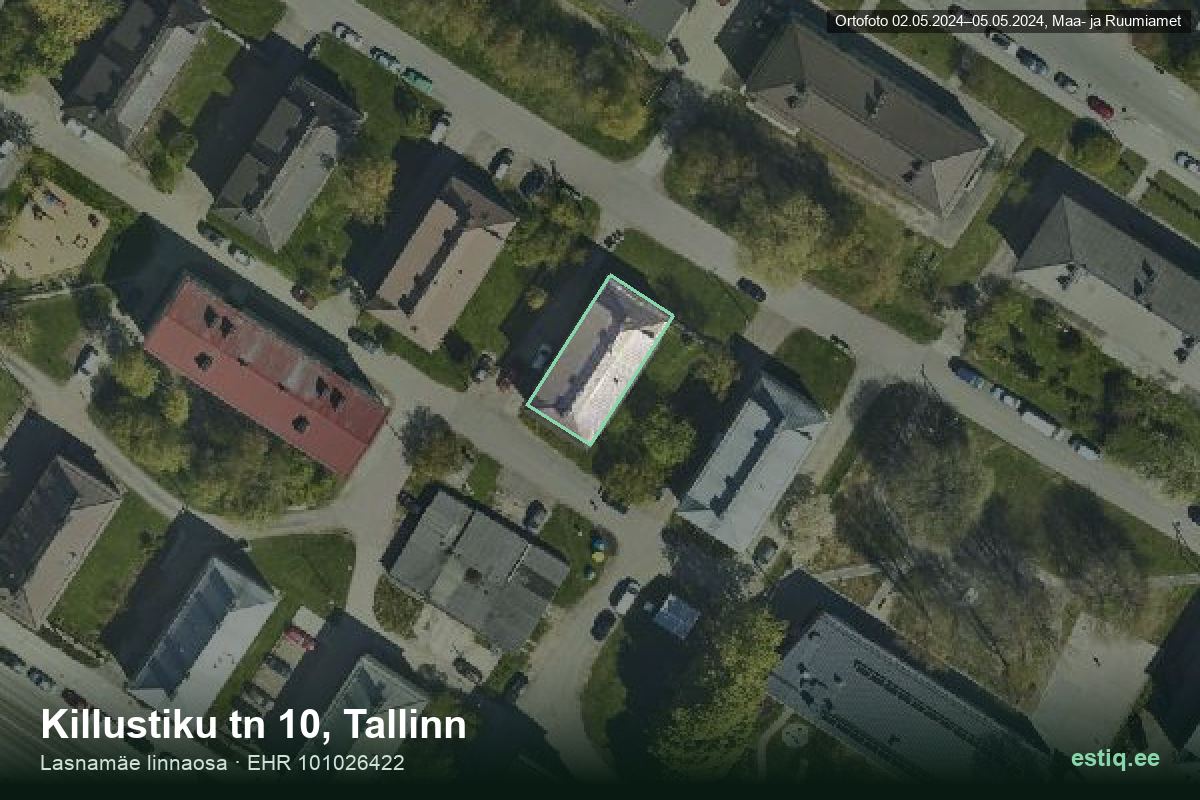 Killustiku tänav 10, Tallinn – aerial photo of the building, outline from the Building Register (EHR)