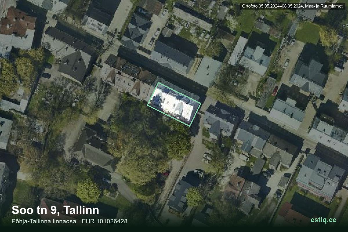 Soo tänav 9, Tallinn – hoone aerofoto, kontuur ehitisregistri (EHR) andmetest