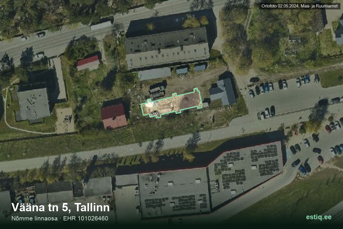 Vääna tänav 5, Tallinn – ilmakuva rakennuksesta, ääriviiva rakennusrekisteristä (EHR)