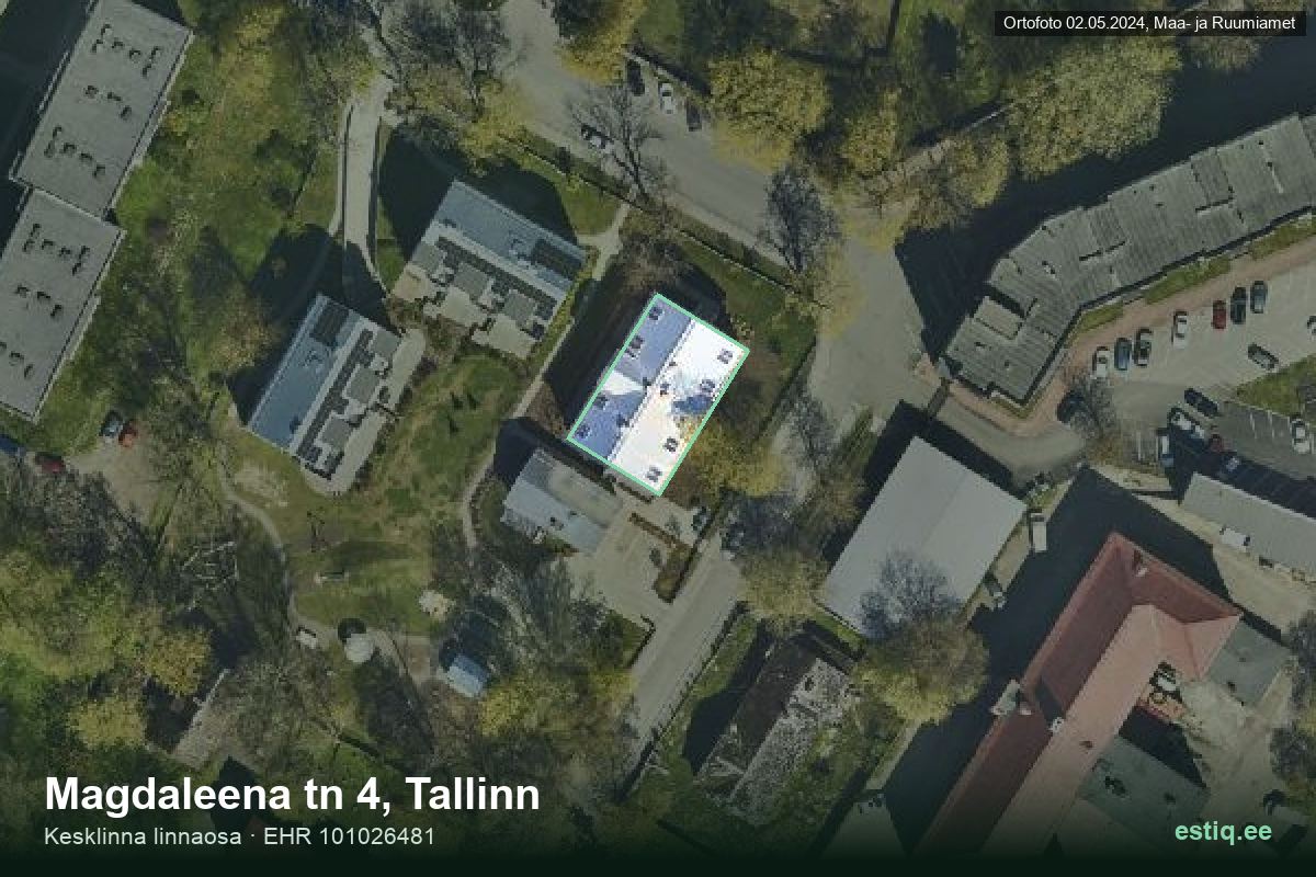 Magdaleena tänav 4, Tallinn – hoone aerofoto, kontuur ehitisregistri (EHR) andmetest
