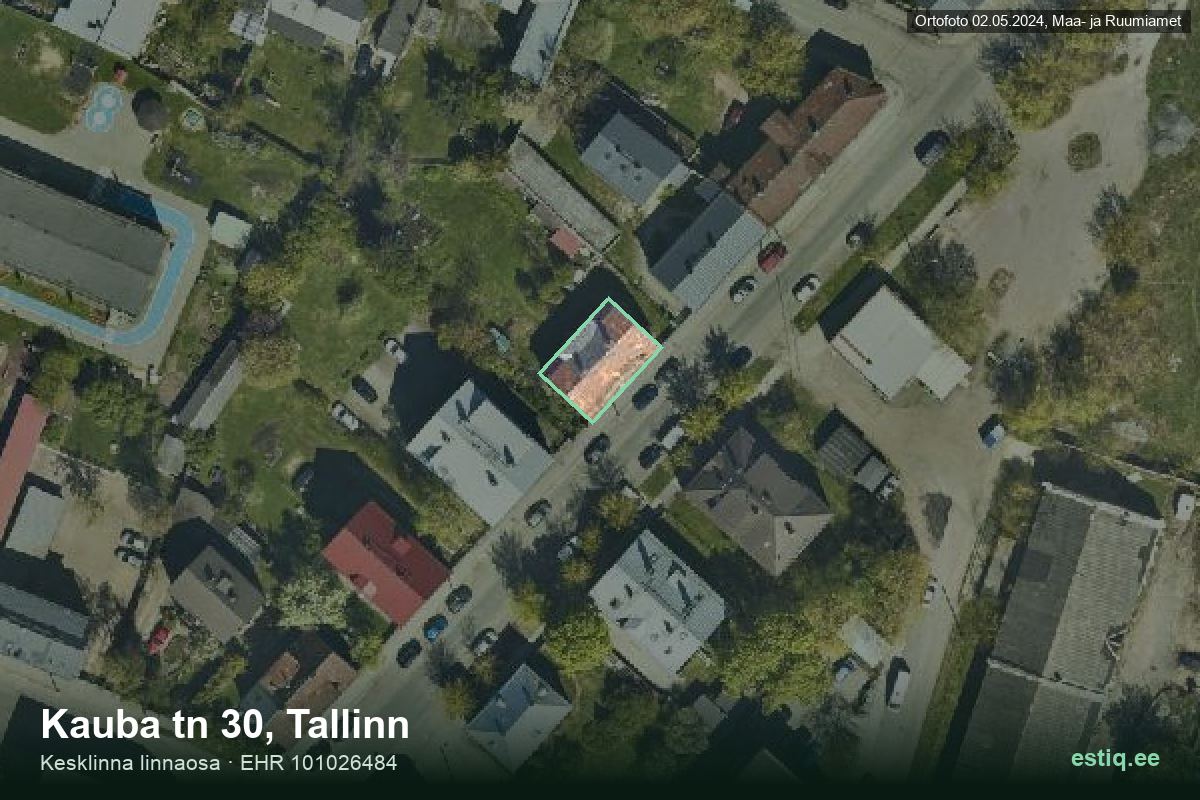 Kauba tänav 30, Tallinn – ilmakuva rakennuksesta, ääriviiva rakennusrekisteristä (EHR)