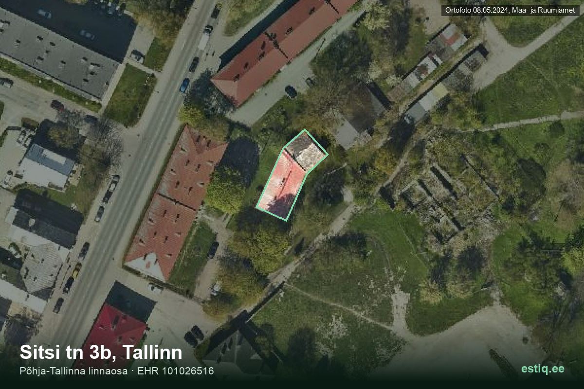 Sitsi tänav 3b, Tallinn – hoone aerofoto, kontuur ehitisregistri (EHR) andmetest