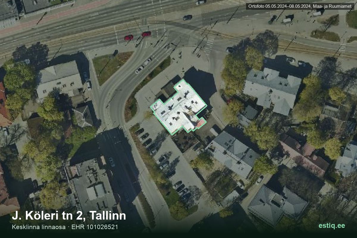 J. Köleri tänav 2, Tallinn – hoone aerofoto, kontuur ehitisregistri (EHR) andmetest