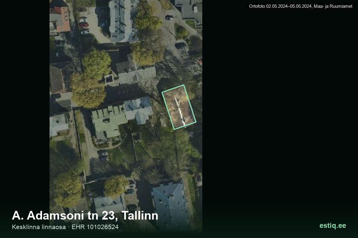 A. Adamsoni tänav 23, Tallinn – аэрофото дома, контур по данным регистра строений (EHR)