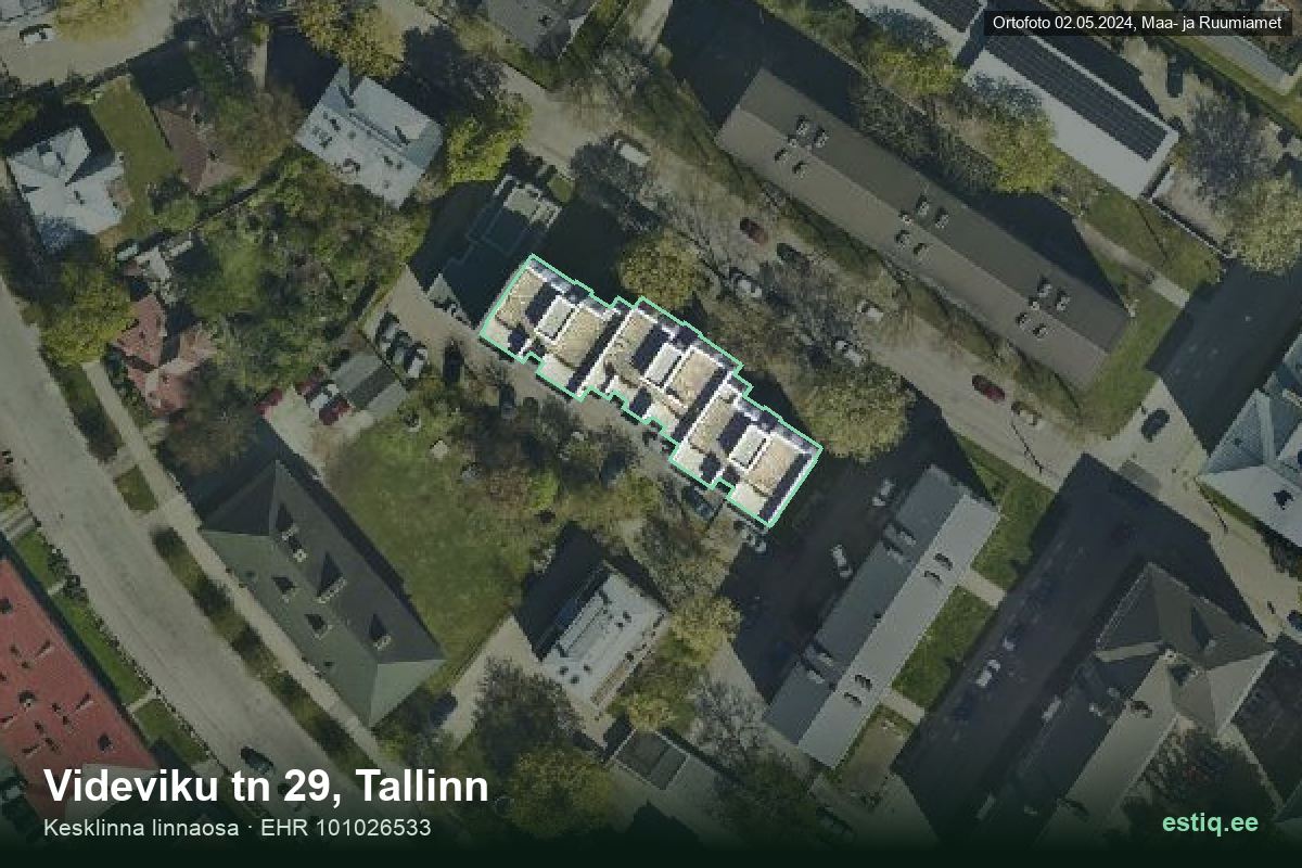 Videviku tänav 29, Tallinn – hoone aerofoto, kontuur ehitisregistri (EHR) andmetest