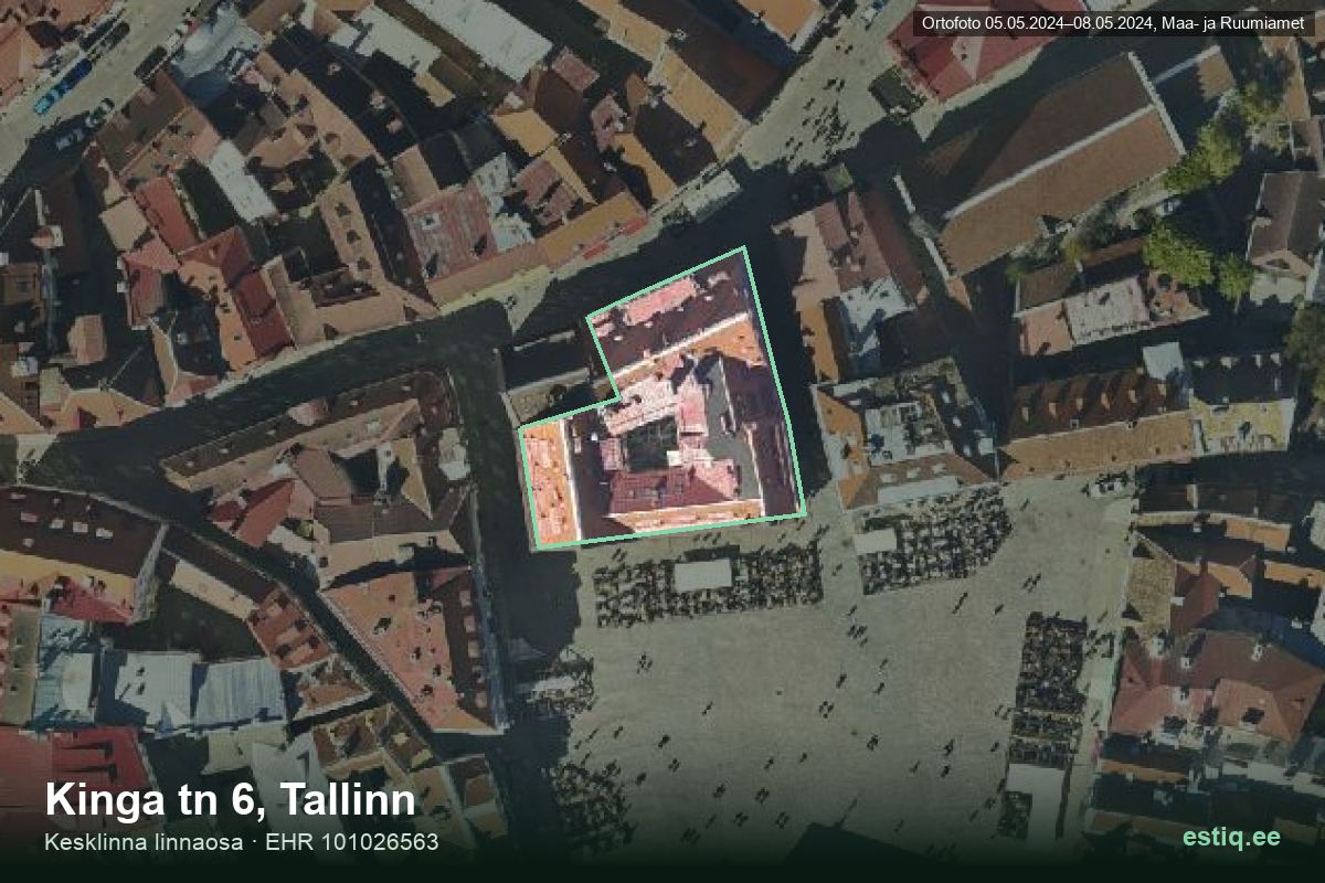 Kinga tänav 6, Tallinn – ilmakuva rakennuksesta, ääriviiva rakennusrekisteristä (EHR)