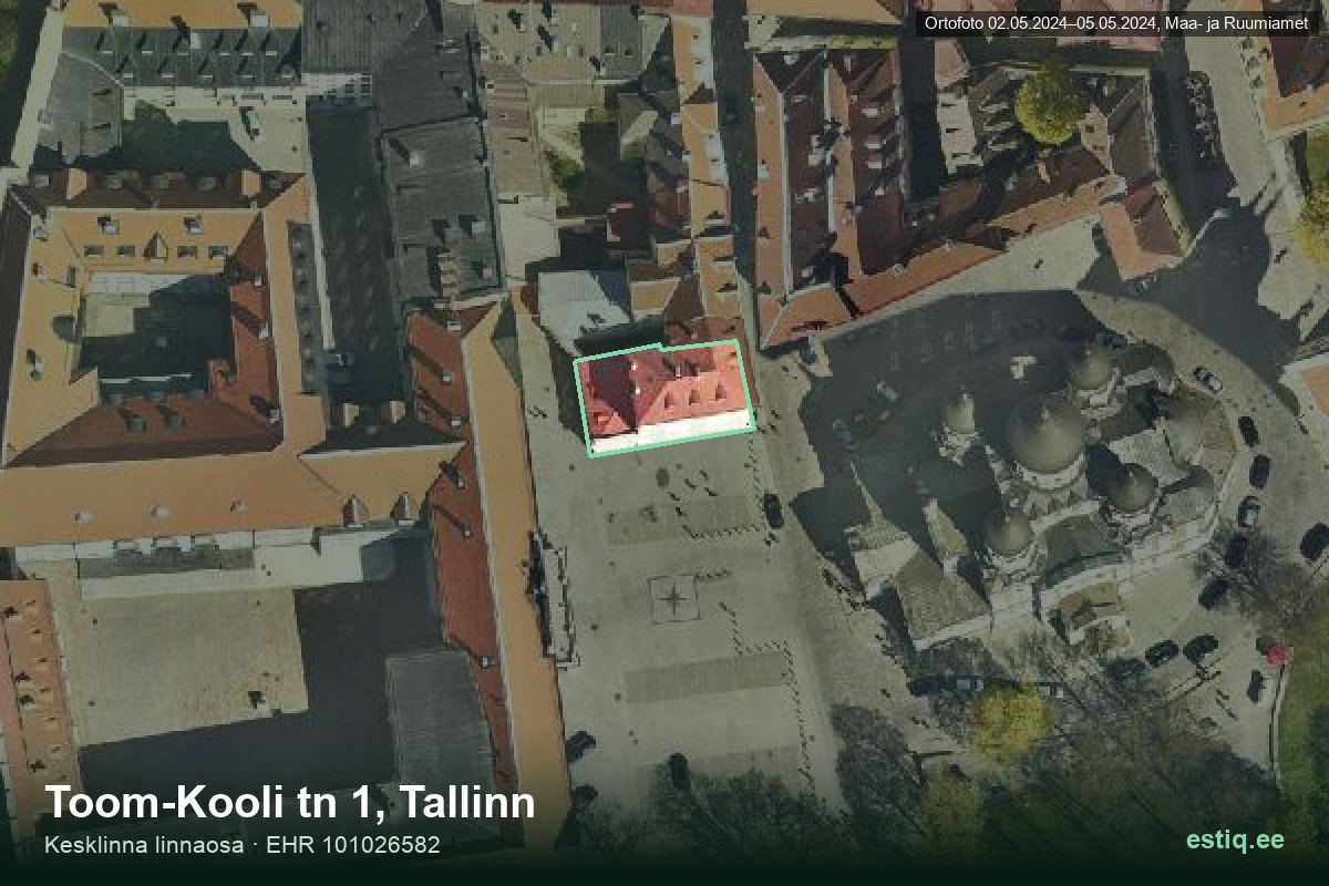 Toom-Kooli tänav 1, Tallinn – aerial photo of the building, outline from the Building Register (EHR)
