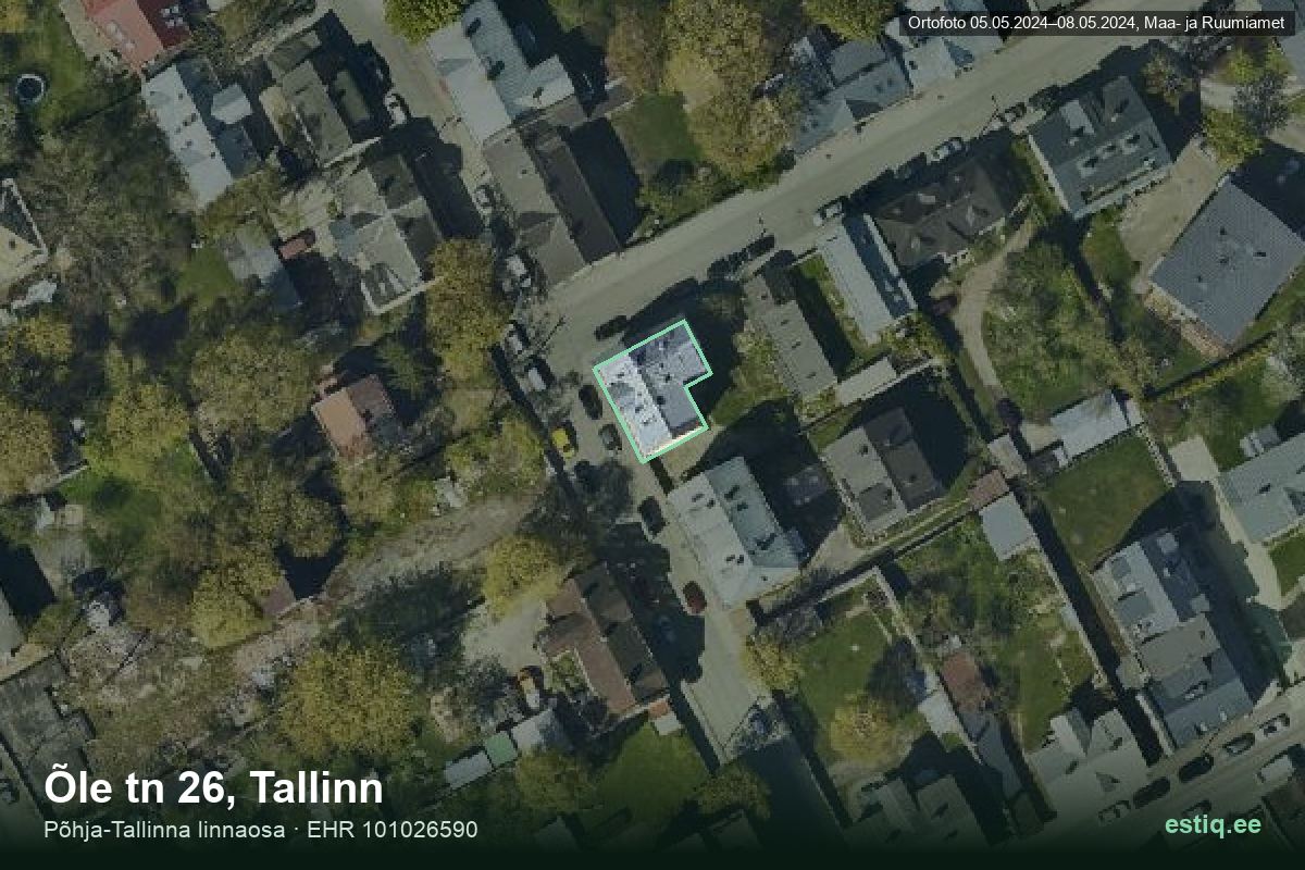 Õle tänav 26, Tallinn – hoone aerofoto, kontuur ehitisregistri (EHR) andmetest