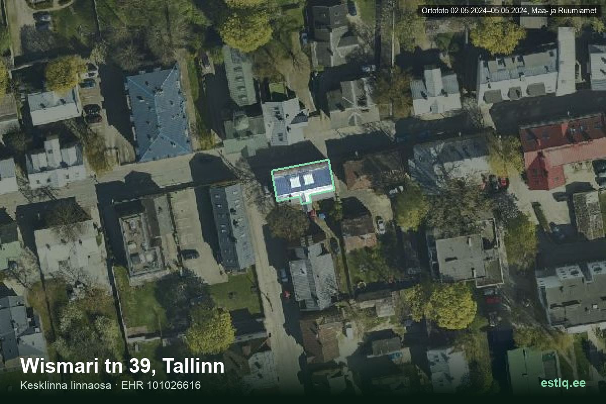 Wismari tänav 39, Tallinn – ilmakuva rakennuksesta, ääriviiva rakennusrekisteristä (EHR)