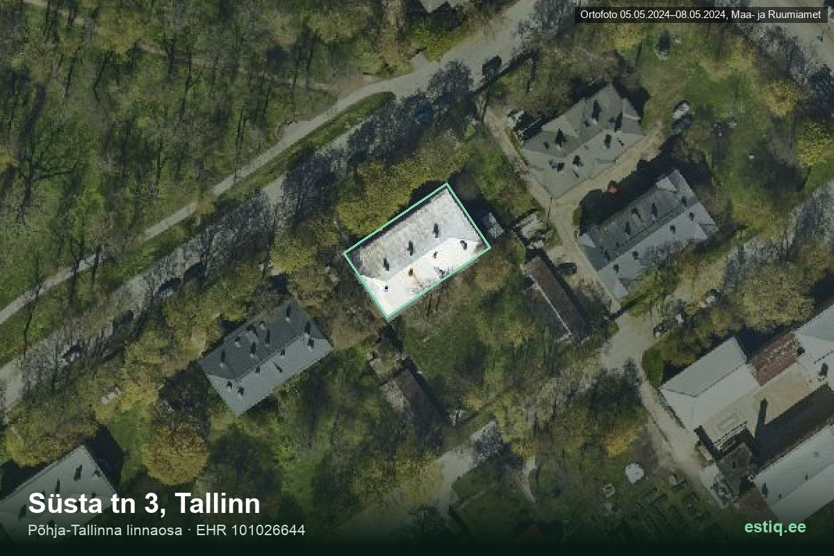 Süsta tänav 3, Tallinn – hoone aerofoto, kontuur ehitisregistri (EHR) andmetest