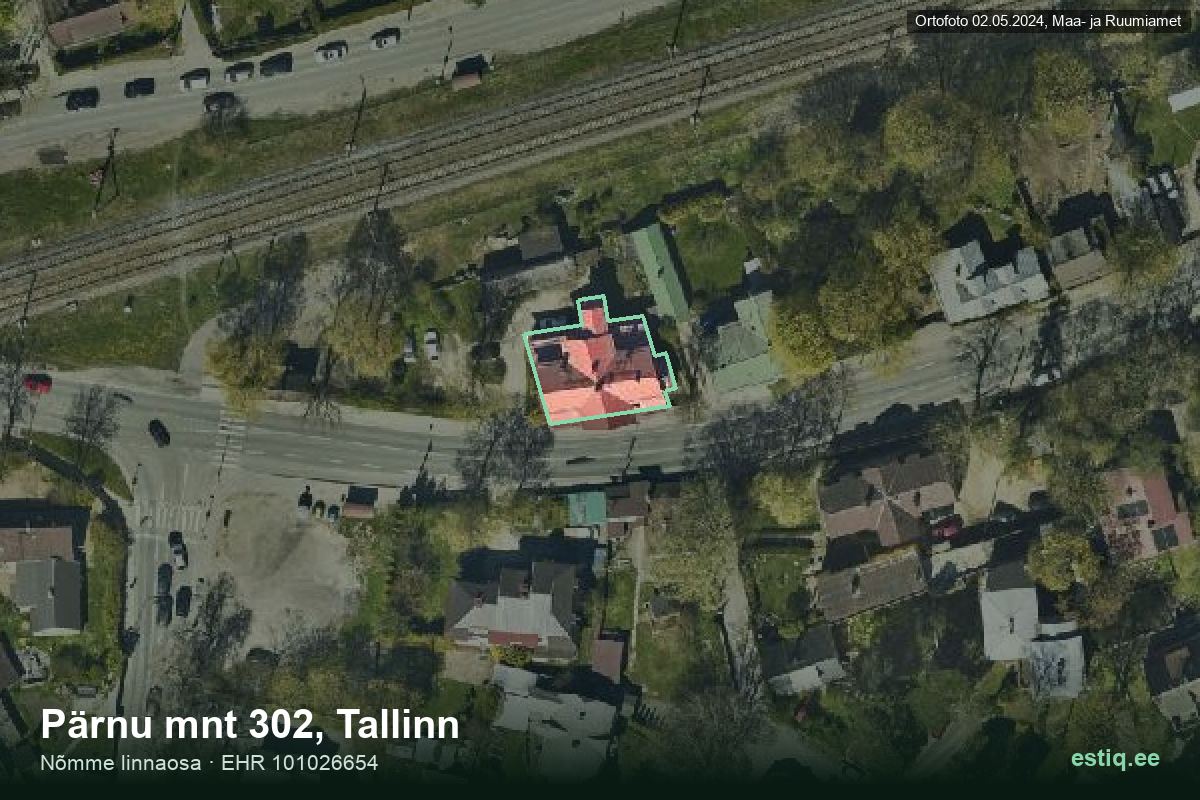 Pärnu mnt 302, Tallinn – hoone aerofoto, kontuur ehitisregistri (EHR) andmetest