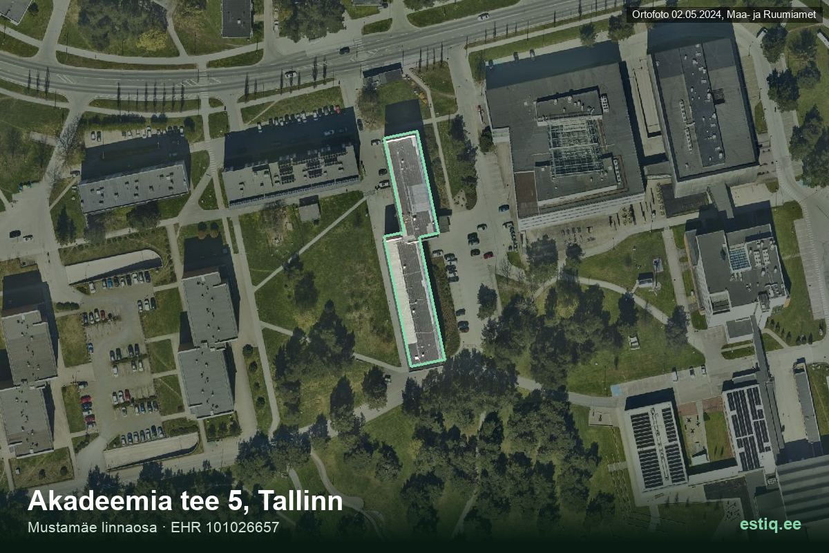Akadeemia tee 5, Tallinn – hoone aerofoto, kontuur ehitisregistri (EHR) andmetest