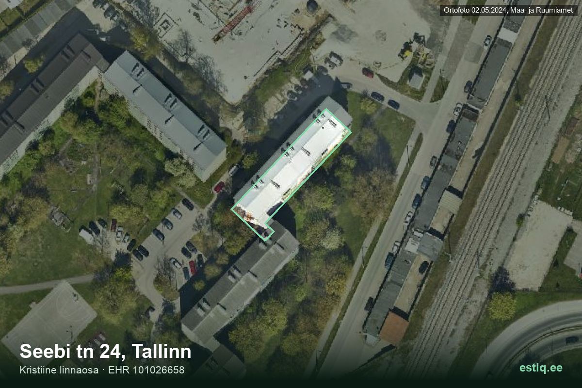 Seebi tänav 24, Tallinn – hoone aerofoto, kontuur ehitisregistri (EHR) andmetest