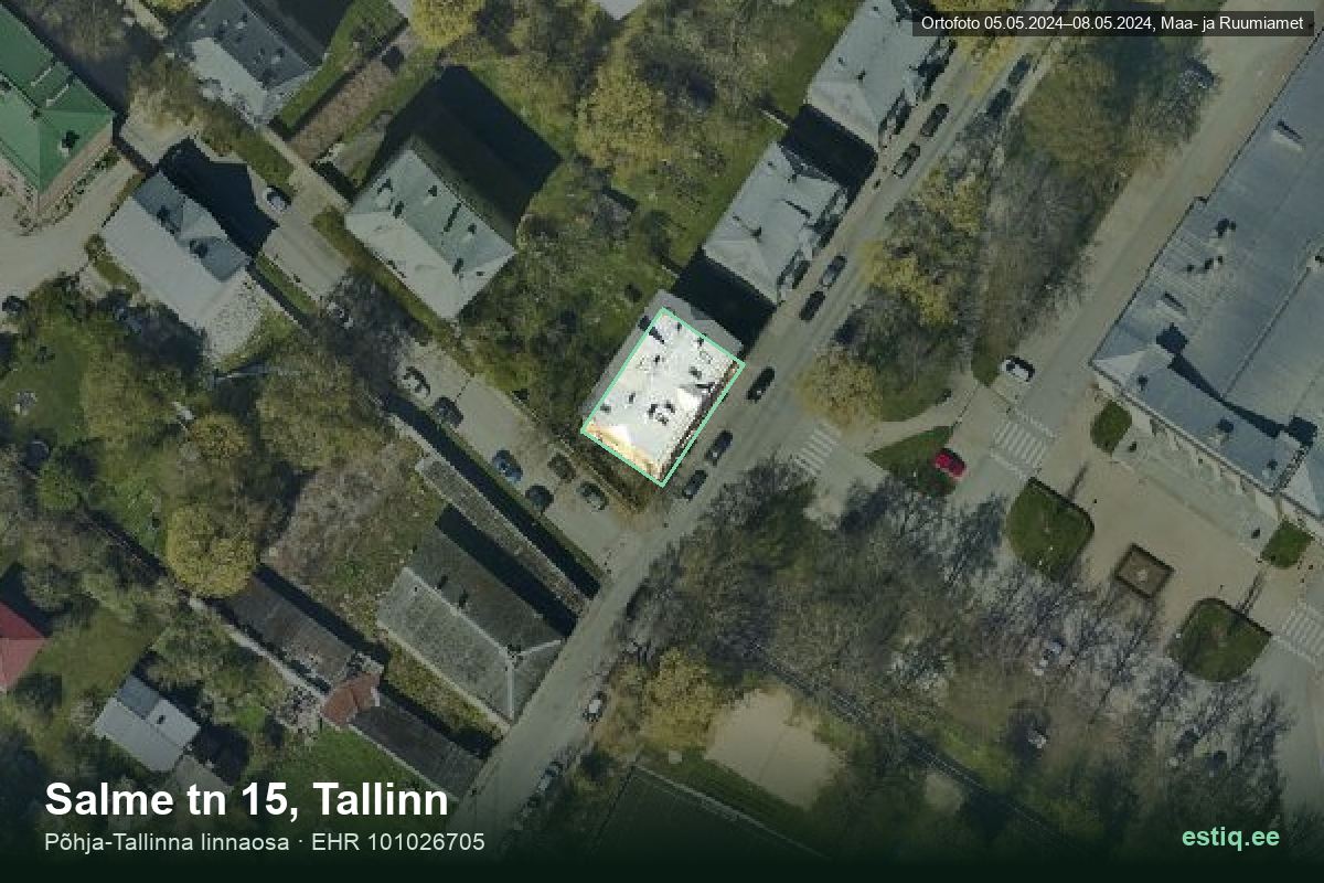 Salme tänav 15, Tallinn – hoone aerofoto, kontuur ehitisregistri (EHR) andmetest