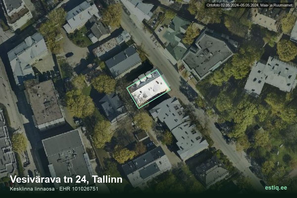 Vesivärava tänav 24, Tallinn – ilmakuva rakennuksesta, ääriviiva rakennusrekisteristä (EHR)