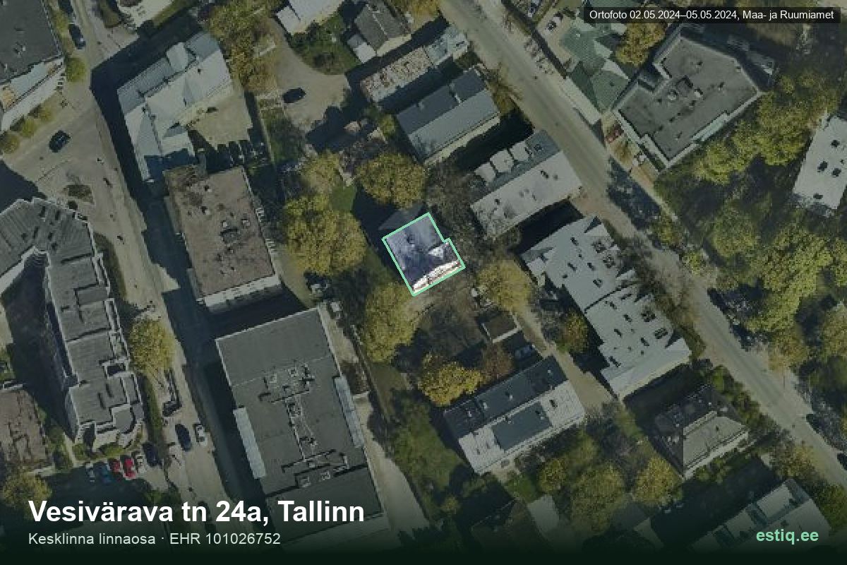 Vesivärava tänav 24a, Tallinn – ilmakuva rakennuksesta, ääriviiva rakennusrekisteristä (EHR)