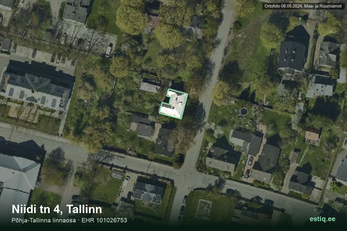 Niidi tänav 4, Tallinn – hoone aerofoto, kontuur ehitisregistri (EHR) andmetest