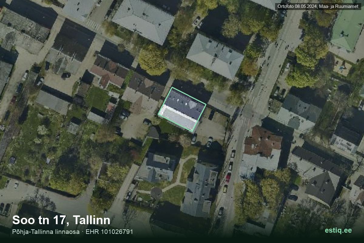Soo tänav 17, Tallinn – hoone aerofoto, kontuur ehitisregistri (EHR) andmetest