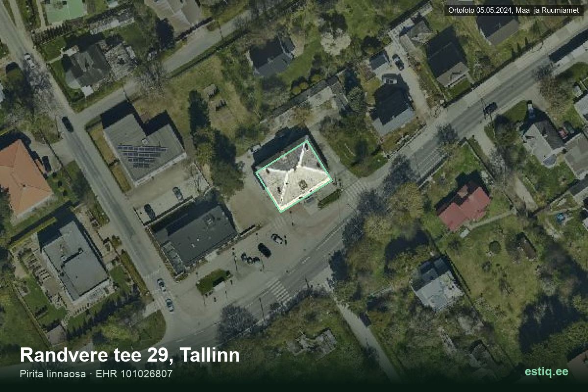 Randvere tee 29, Tallinn – hoone aerofoto, kontuur ehitisregistri (EHR) andmetest