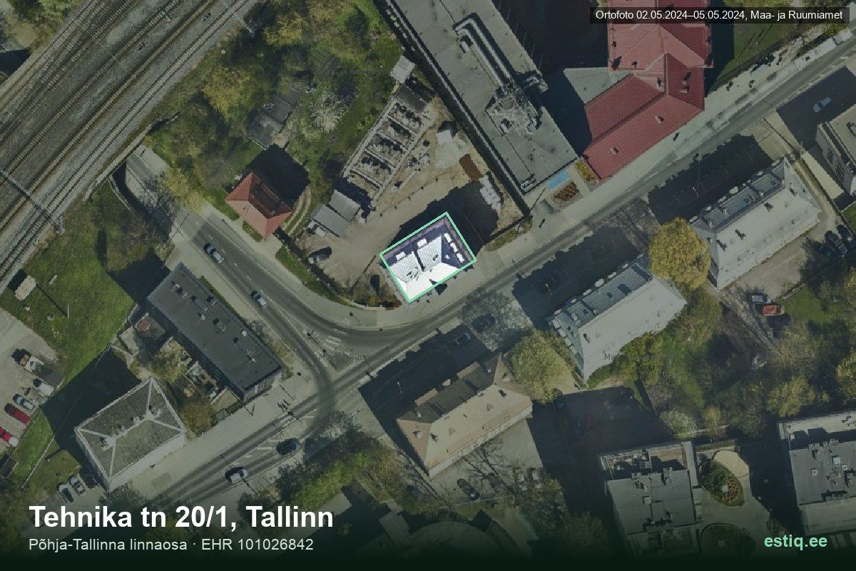 Tehnika tänav 20/1, Tallinn – аэрофото дома, контур по данным регистра строений (EHR)