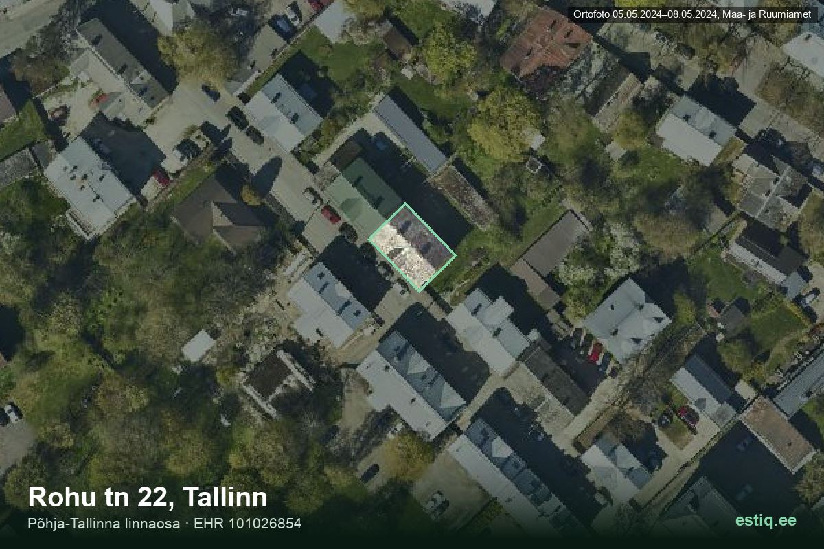 Rohu tänav 22, Tallinn – hoone aerofoto, kontuur ehitisregistri (EHR) andmetest