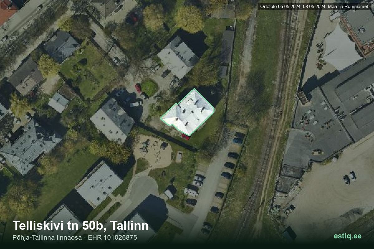 Telliskivi tänav 50b, Tallinn – hoone aerofoto, kontuur ehitisregistri (EHR) andmetest