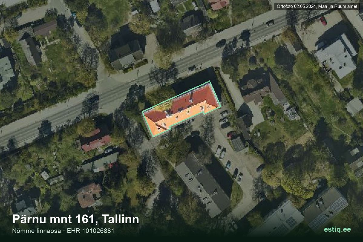 Pärnu mnt 161, Tallinn – hoone aerofoto, kontuur ehitisregistri (EHR) andmetest