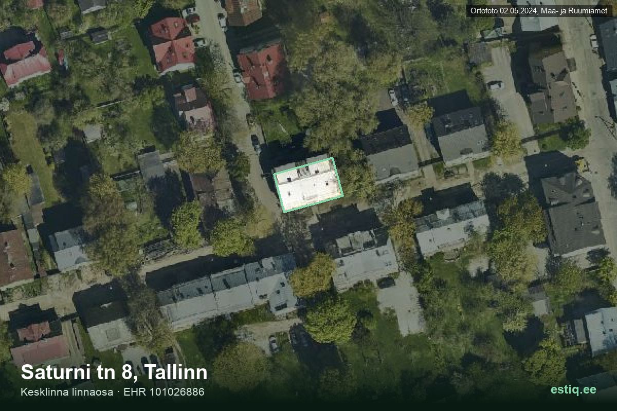 Saturni tänav 8, Tallinn – aerial photo of the building, outline from the Building Register (EHR)