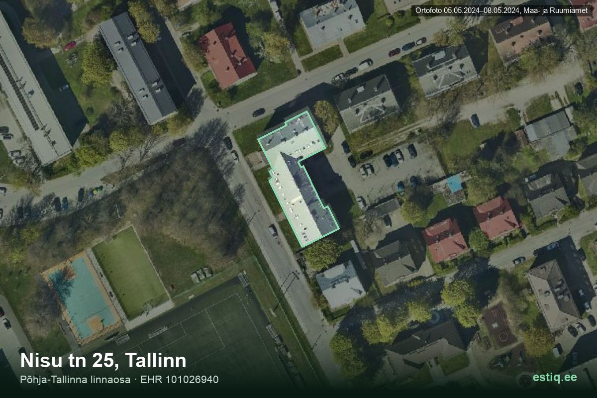 Aru tänav 16, Tallinn – hoone aerofoto, kontuur ehitisregistri (EHR) andmetest