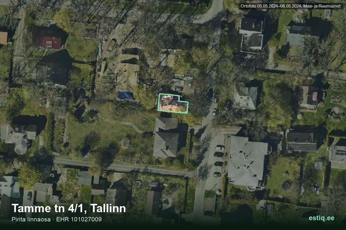 Tamme tänav 4/1, Tallinn – hoone aerofoto, kontuur ehitisregistri (EHR) andmetest